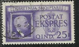 OCCUPAZIONE ITALIANA ITALY ITALIA ALBANIA 1940 ESPRESSI VITTORIO EMANUELE III ESPRESSO 25 Q USATO USED OBLITERE' - Albania