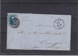 Belgique - Lettre De 1861 - Oblitération Gand - Expédié Vers Engis - Cachet 14 Barres - 1851-1857 Médaillons (6/8)