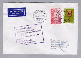 Luxemburg 1982-07-28 Brief Nach Libanon Vermerk Stempel "Zurück Luftpostdienst Nach Bestimmungsland Vorgehend Eingest." - Brieven En Documenten