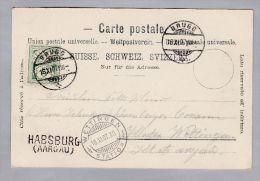 Heimat AG HABSBURG 1907-11-18 Langstempel AK Nach Wettingen - Storia Postale