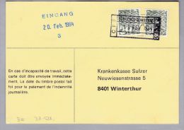 Heimat BE SONCEBOZ-SOMBEYAZ 1984-02-19 Bahnstations-stempel Auf PK - Storia Postale
