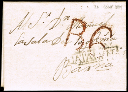 BARCELONA PREF.- CALAF PE 2 - 1824 CARTA CIRC. A BARCELONA - ...-1850 Prephilately