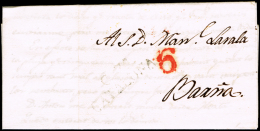 BARCELONA PREF.- CALAF PE 3 N - 1831 CARTA CIRC. A BARCELONA + PORTEO 6 - ...-1850 Prefilatelia