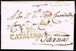 BARCELONA PREF.- IGUALADA PE 6 N - 1825 CARTA CIRC. A BARCELONA + PORTEO 6 - ...-1850 Vorphilatelie