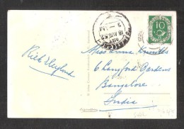 Moers Altmarkt POSTCARD SENT TO INDIA WITH GERMAN STAMP + INDIA BANGALORE RECEING POSTMARKI - Covers & Documents