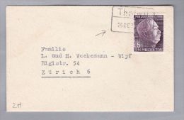 Heimat ZH THALWIL 1948-12-26 Bahnstations-Stempel Auf Brief Nach Zürich - Brieven En Documenten