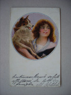 Cartolina C. MONESTIER (lady And Dog) 1917 - Monestier, C.