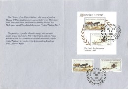 UNITED NATIONS DAY - 40TH ANNIVERSARY - STAMP LARGE FDC FIRST DAY COVER - New York/Geneva/Vienna Joint Issues