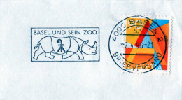 1996 Svizzera  - Basilea E Il Suo Zoo (annullo Su Frammento) - Rhinozerosse