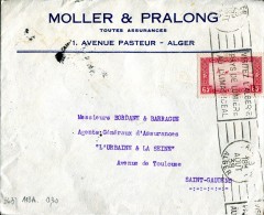 Pli D'Alger (Algérie) à Destination De Saint Gaudens (31) Du 29 Août 1938 - Covers & Documents