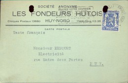 Briefkaart Carte Lettre - Pub Reclame Les Fondeurs Hutois - Huy - 1945 - Cartes Postales 1934-1951