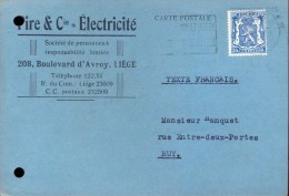 Briefkaart Carte Lettre - Pub Reclame Pire & Cie - électricité - Liège - 1945 - Briefkaarten 1934-1951