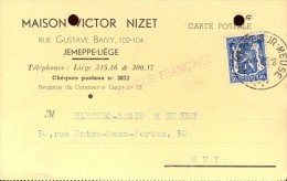 Briefkaart Carte Lettre - Pub Reclame Maison Victor Nizet - Jemeppe Liège - 1945 - Postkarten 1934-1951