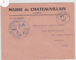 ISERE - 1962 - ENVELOPPE De La MAIRIE De CHATEAUVILLAIN Avec BUREAU DE DISTRIBUTION De LES EPARRES - Lettres Civiles En Franchise