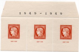 "Bloc Feuillet" - N° 841 B  - Bande Horizontale De Trois Timbres Avec Marge Supérieure  Portant 1849 -1949 - Neuf - - Souvenir Blocks & Sheetlets