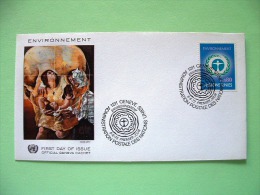 United Nations Geneva Switzerland 1972 FDC Cover - Human Environment - Painting Of Mother Nature - Breast Feeding Child - Brieven En Documenten