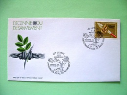 United Nations Geneva Switzerland 1973 FDC Cover - Disarmament - Knife Spade Roses Wheat Barb Wire - Covers & Documents