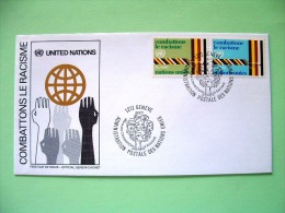United Nations Geneva Switzerland 1977 FDC Cover - Fight Against Racial Discrimination - Rope - Races - Hands - Briefe U. Dokumente