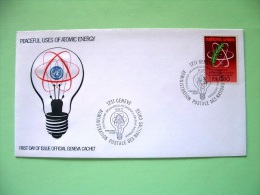 United Nations Geneva Switzerland 1977 FDC Cover - Atomic Energy Bulb Electricity Light - Brieven En Documenten