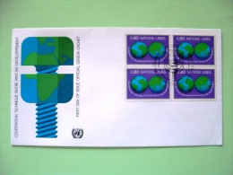 United Nations Geneva Switzerland 1978 FDC Cover - Technical Cooperation - Map Screw Cogwheel - Briefe U. Dokumente