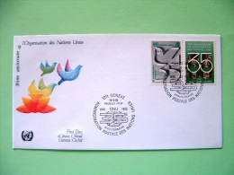 United Nations Geneva Switzerland 1980 FDC Cover - 35 Aniv. Of UN - Dove Flags - Storia Postale