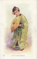 Artist Signed Image Japanese Woman Girl 'Little Miss Teasing', Kimono Fan, C1900s Vintage Postcard - Unclassified