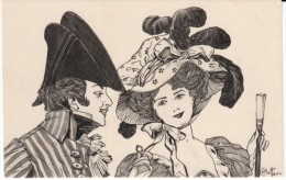 E. Bottaro Artist Signed, Lovers Beautiful Couple Romance C1900s Vintage Postcard - Bottaro