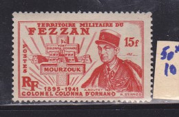 FEZZAN N° 50 15F ROUGE COLONEL COLONA D'ORNANO NEUF SANS CHARNIERE - Unused Stamps