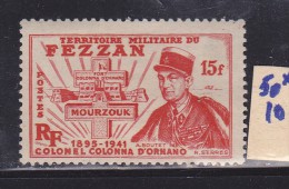 FEZZAN N° 50 15F ROUGE COLONEL COLONA D'ORNANO NEUF SANS CHARNIERE - Ongebruikt