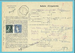 696+911  Op BULLETIJN VAN ONREGELMATIGHEDEN / "Luchtpostbriefwisseling Van" Met Stempel TAMINES (zeldzaam Dokument) !! - Lettres & Documents