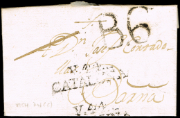 BARCELONA PREF.- VICH PE 7 N - 1805 CARTA CIRC. A BARCELONA + PORTEO 6 - ...-1850 Prefilatelia