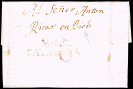 BARCELONA PREF.- VICH PE 3 N - 1837 CARTA CIRC. A VICH + PORTEO 6 - ...-1850 Prephilately