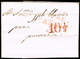 BARCELONA PREF.- VILLANUEVA 6 R - 1840 CARTA CIRC. A PUIGCERDA + PORTEO 10 1/2 - ...-1850 Prephilately