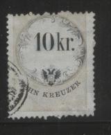 AUSTRIA 1866 REVENUE 10KR ON WHITE PAPER NO WMK PERF 12,00 X 12,00 BAREFOOT 136 - Fiscaux