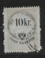 AUSTRIA 1866 REVENUE 10KR ON WHITE PAPER NO WMK PERF 12,00 X 12,00 BAREFOOT 136 - Fiscali