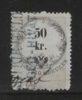 AUSTRIA 1866 REVENUE 50KR ON GREY-BLUE PAPER NO WMK PERF 13,00 X 12,00 BAREFOOT 125 - Steuermarken