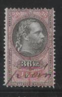 AUSTRIA 1877  EMPEROR FRANZ-JOZEF 36KR ROSE & BLACK REVENUE PERF 10.75 X11.00 BAREFOOT 220 - Fiscali
