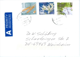 Schweiz Brief TGST Brittnau 10 C. Getreideähren 2008 + 110 C. Blumen + 140 C. Schafe 2013 - Brieven En Documenten