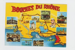 Bouches Du Rhône - Carte Géographique Guitare Boules Pétanque Cochonnet - Circuit Touristique - Pétanque