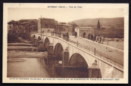 CPA ANCIENNE- FRANCE- QUISSAC (30)- VUE DU PONT TRES ANIMÉE APRES LA REPARATION DU PARAPET- TRES GROS PLAN - Quissac