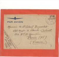 DEVANT DE LETTRE FM AVION POSTES AUX ARMEES 3/4/48 TOE SP 52171 P/ETAT MAJOR ARMEE PARIS - War Of Indo-China / Vietnam