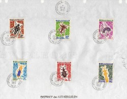 TAAF/ 1972 -73 Timbres Insectes N° 40-41-42-49-50-51 Collés Sur Feuille Avec Cachet 22-03-73 Kerguelen - Usati