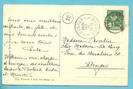 Kaart Met Als Aankomst Stempel BRUGGE  / BRUGES 1J Op 14/08/1914 (Offensief W.O.I) - Not Occupied Zone