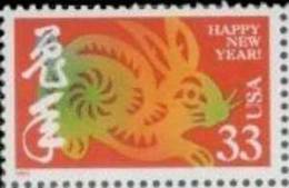 1999 USA Chinese New Year Zodiac Stamp - Hare Rabbit #3272 - Hasen