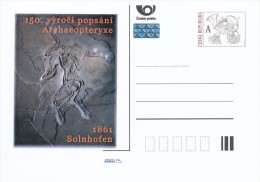 Czech Rep. / Postal Stat. (Pre2011/96) 150 Anniversary Describe Archaeopteryx (2 Pieces), Solnhofen, Hermann Von Meyer - Fossielen