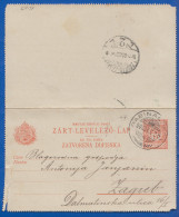 Ungarn; Kroatien; PC Zart Levelezö Lap 10 Filler; 1908 Von Babinagreda Nach Zagreb - Entiers Postaux