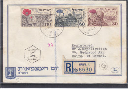 Fleurs - Israël - Lettre Recommandée De 1952 - Oblitération Haifa - Brieven En Documenten