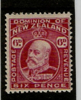 NEW ZEALAND 1910 6d CARMINE SG 392  PERF 14 X 14½ MOUNTED MINT Cat £40 - Ungebraucht