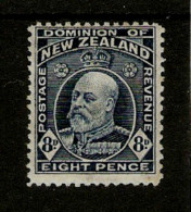 NEW ZEALAND 1909 - 1916  8d INDIGO-BLUE SG 393  MOUNTED MINT Cat £13 - Neufs