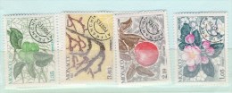 SERIE 4 TIMBRES** MONACO PREOBLITERES 1983  # QUATRE SAISONS DU POMMIER - Voorafgestempeld